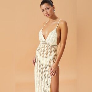 Flook The Label Cream Crochet Cover Up Dress
